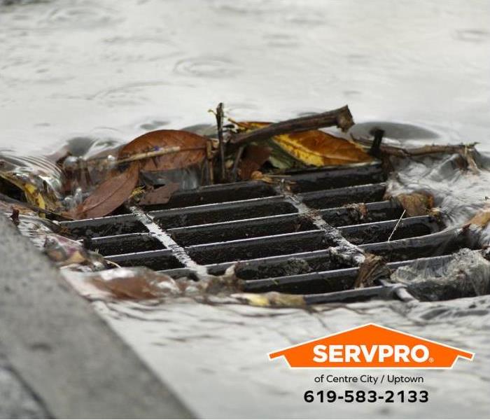 Stormwater floods a drainage system. 