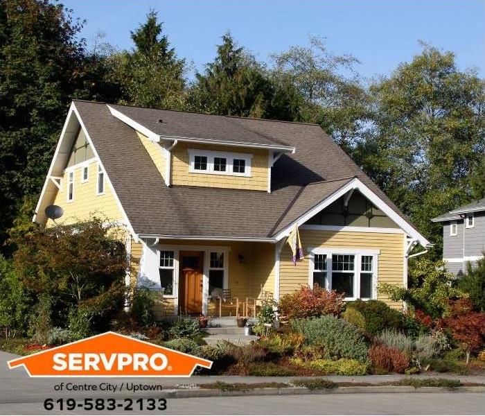 A Craftsman-style house with lots of foliage surrounding it is shown.